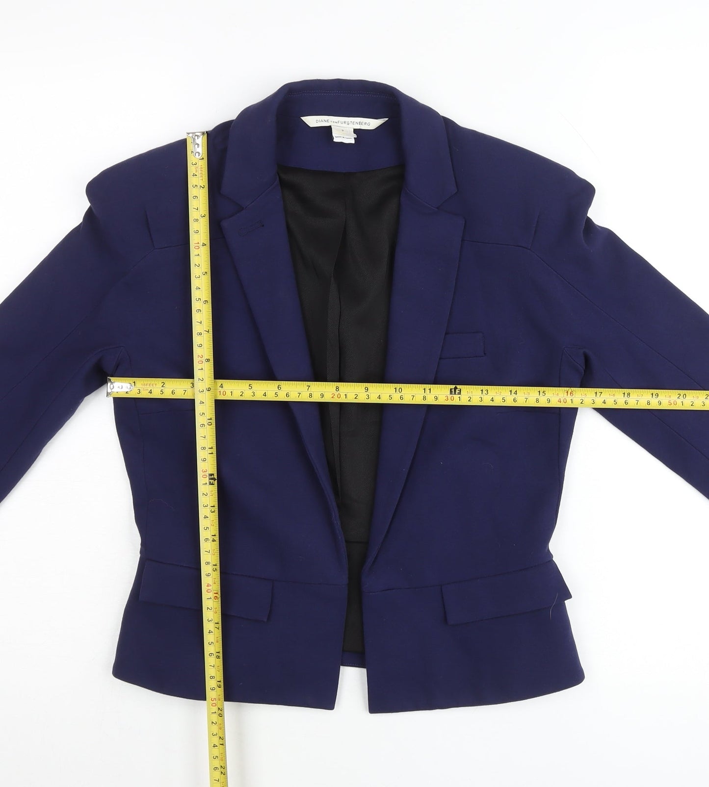 Diane von Furstenberg Women Blue Slim Fit Blazer Jacket Size 6