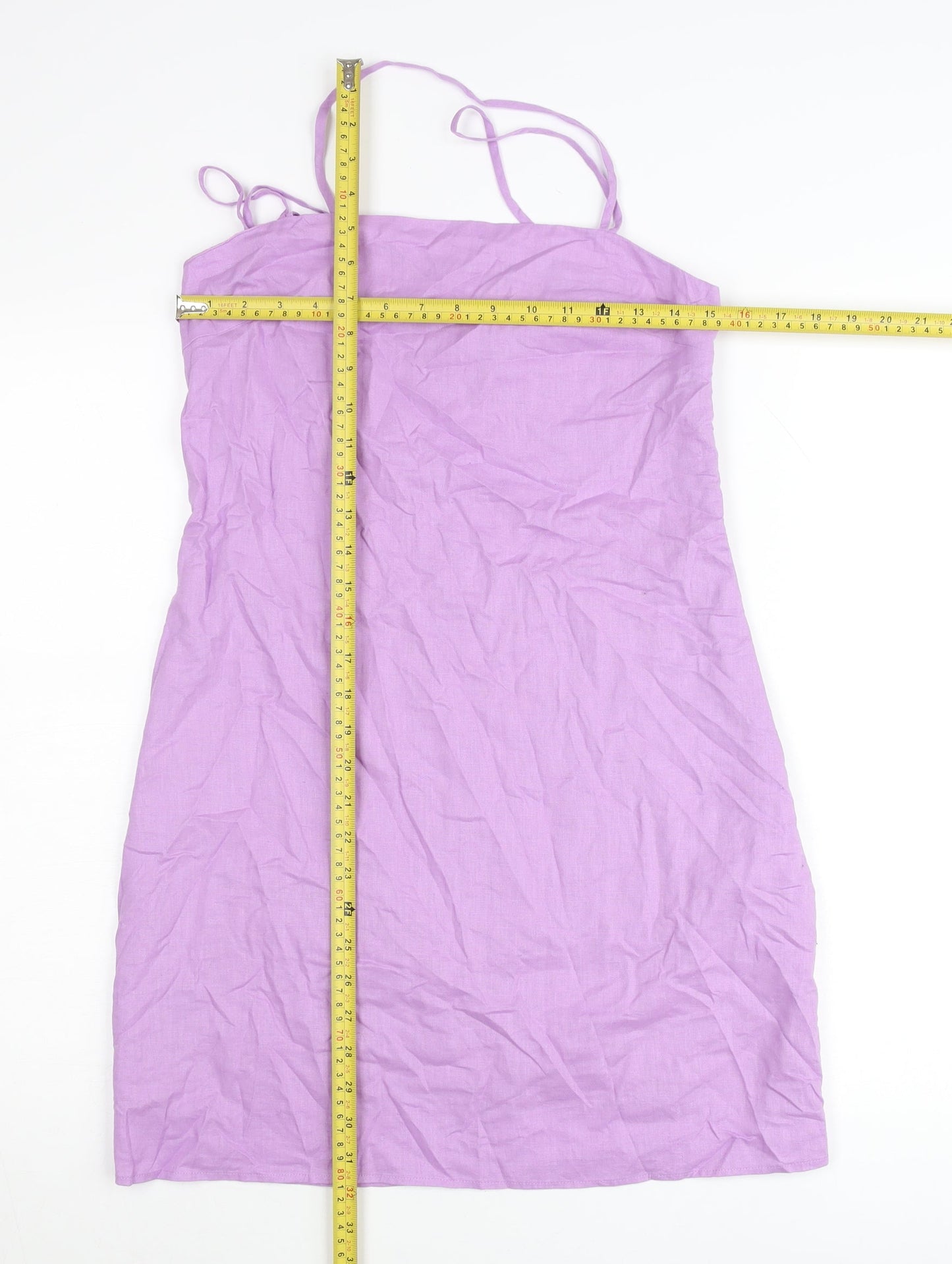 H&M Women’s Purple Linen Blend Slip Dress Size 10 Knee Length