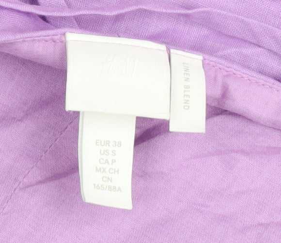 H&M Women’s Purple Linen Blend Slip Dress Size 10 Knee Length