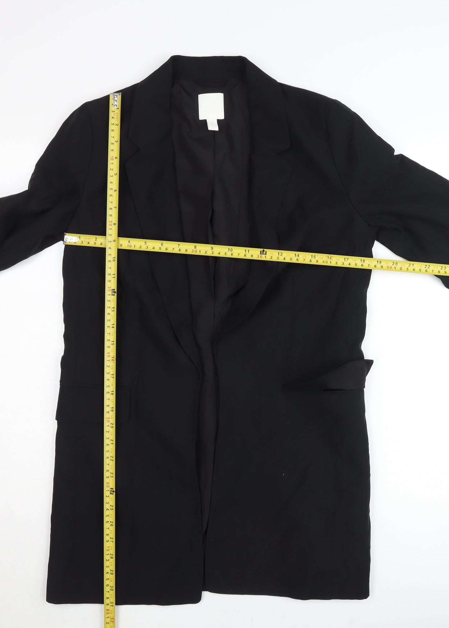 H&M Women’s Black Blazer Jacket Size S Longline Tailored Workwear