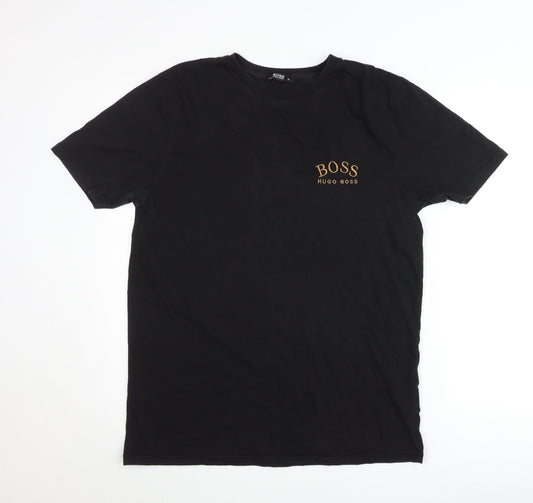 Hugo Boss Men’s Black XL Crew Neck Logo T-Shirt Cotton Blend