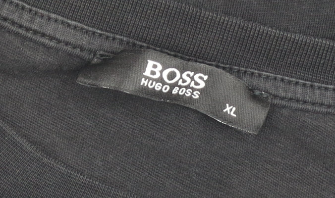 Hugo Boss Men’s Black XL Crew Neck Logo T-Shirt Cotton Blend