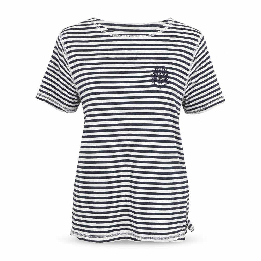 Rafaella Womens Petite 6 Blue White Striped Cotton T-Shirt Nautical