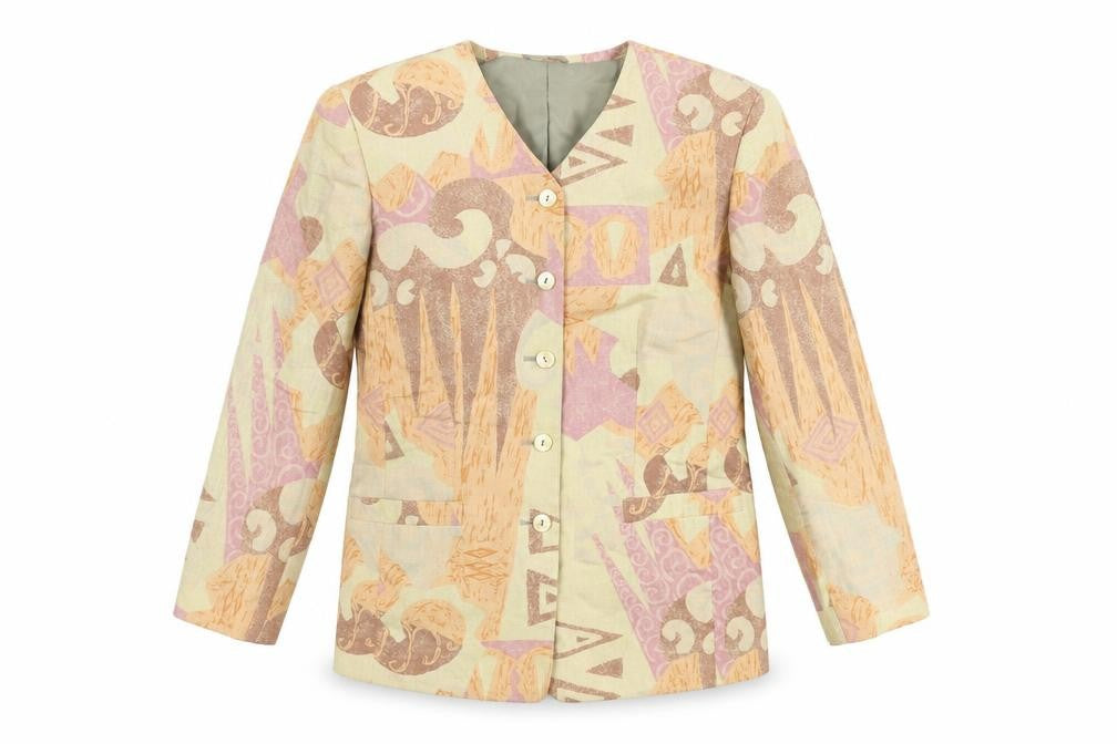 Planet Women’s Multicoloured Geometric Linen Blend Jacket Size 10