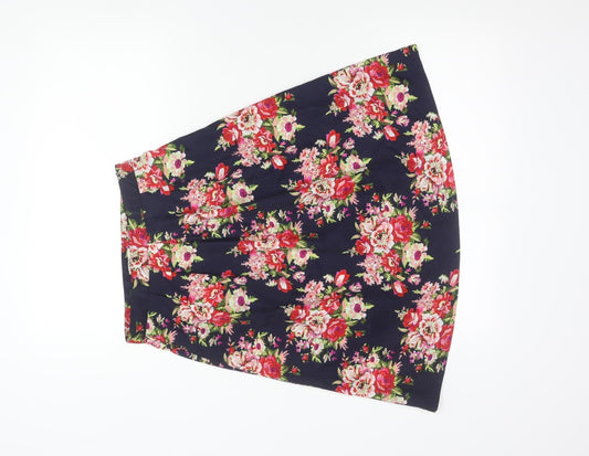 Alice's Pig Women's Multicoloured Floral A-Line Skirt Size 8