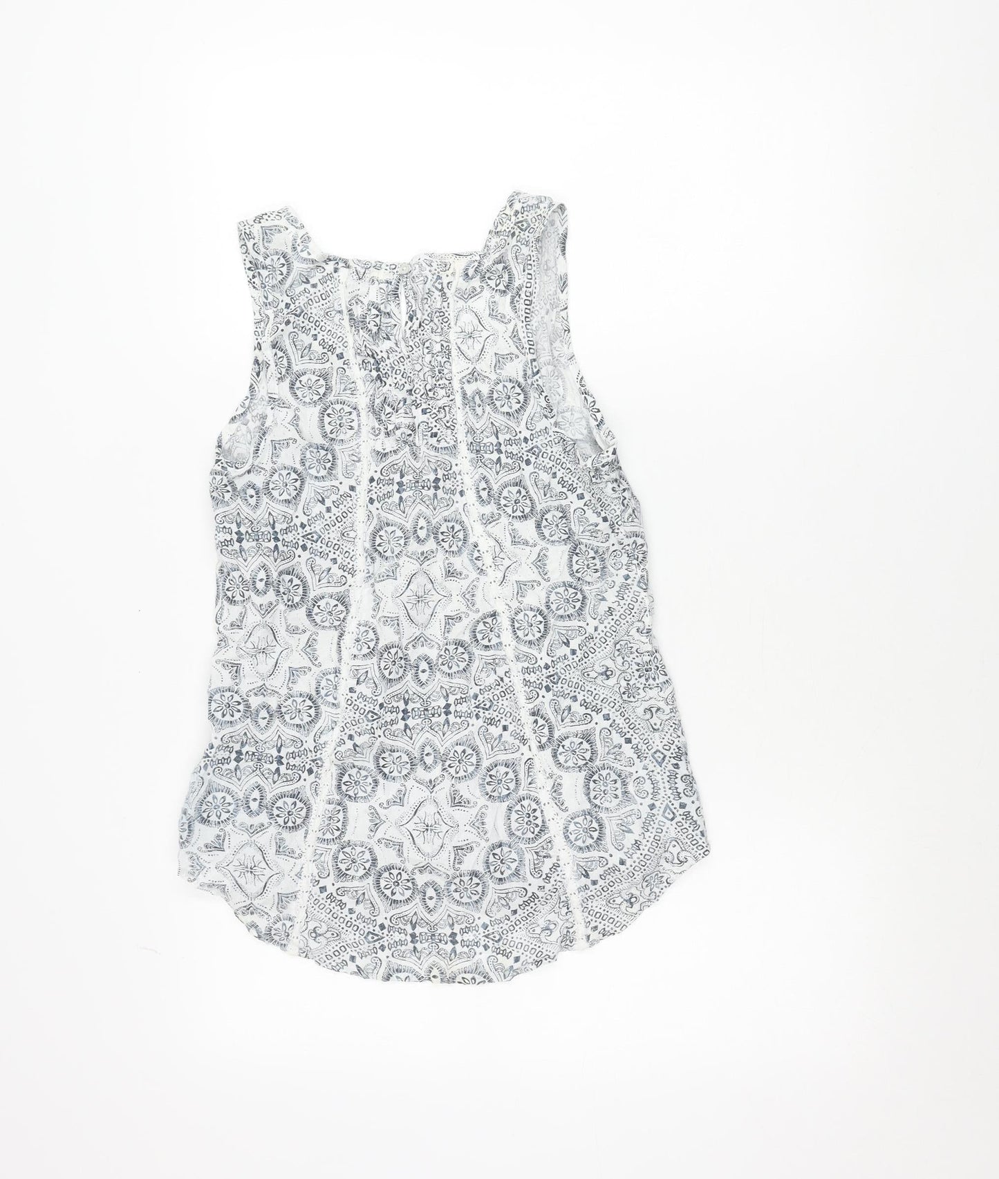 Fat Face Womens White Blue Cotton Sleeveless Tank Top Size 8