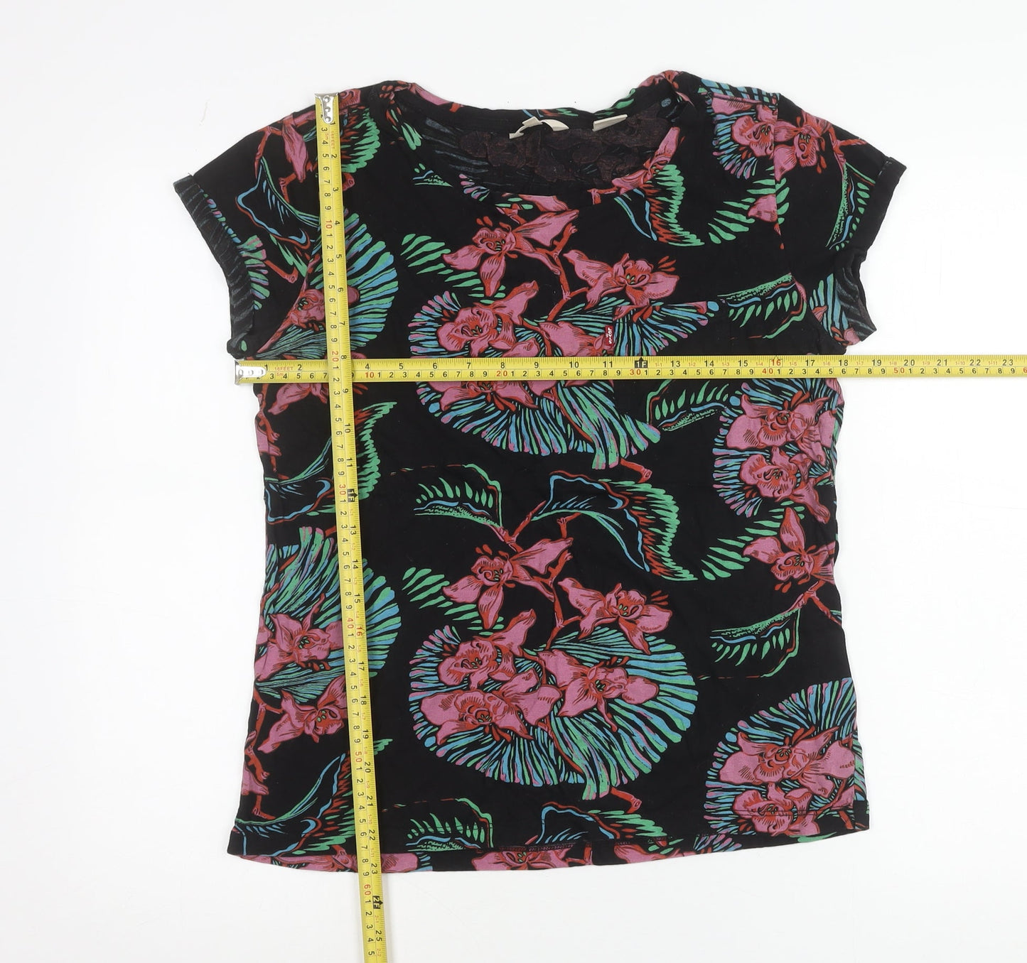 Levi's Women's Black Multicoloured Floral Cotton T-Shirt Dress M
