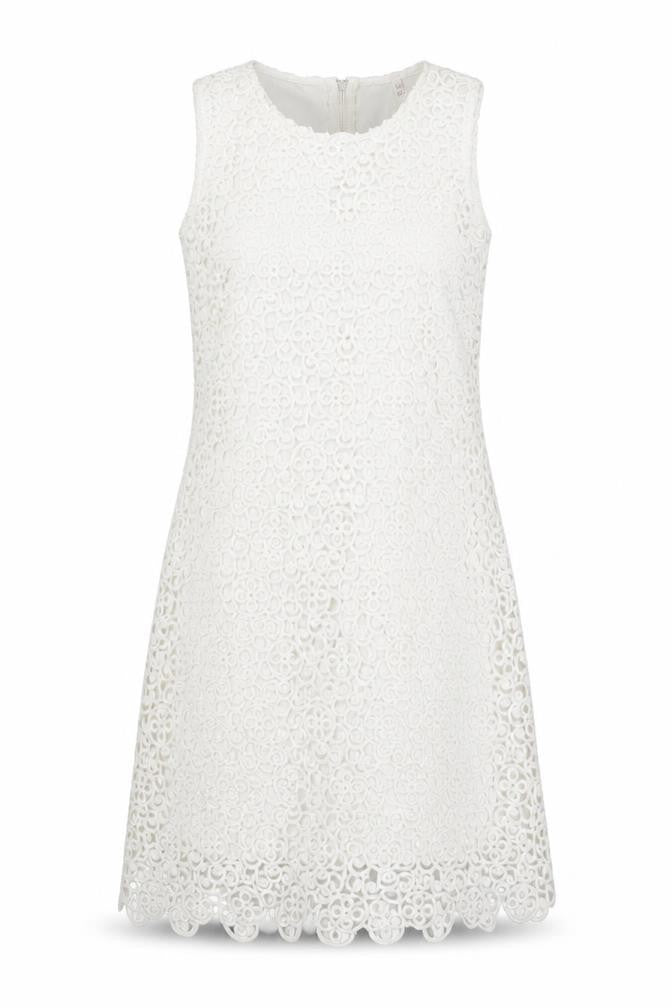 Quiz Women’s White Lace Sheath Knee Length Dress Size 8 Sleeveless