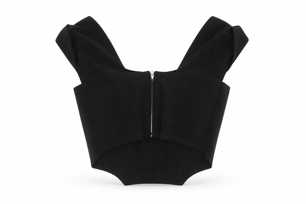 H&M Divided Womens Black Cropped Blouse Size 10 Sleeveless Zip Stretch