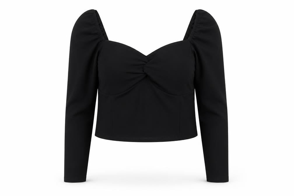 New Look Women Black Size 18 Cropped Puff Sleeve Blouse