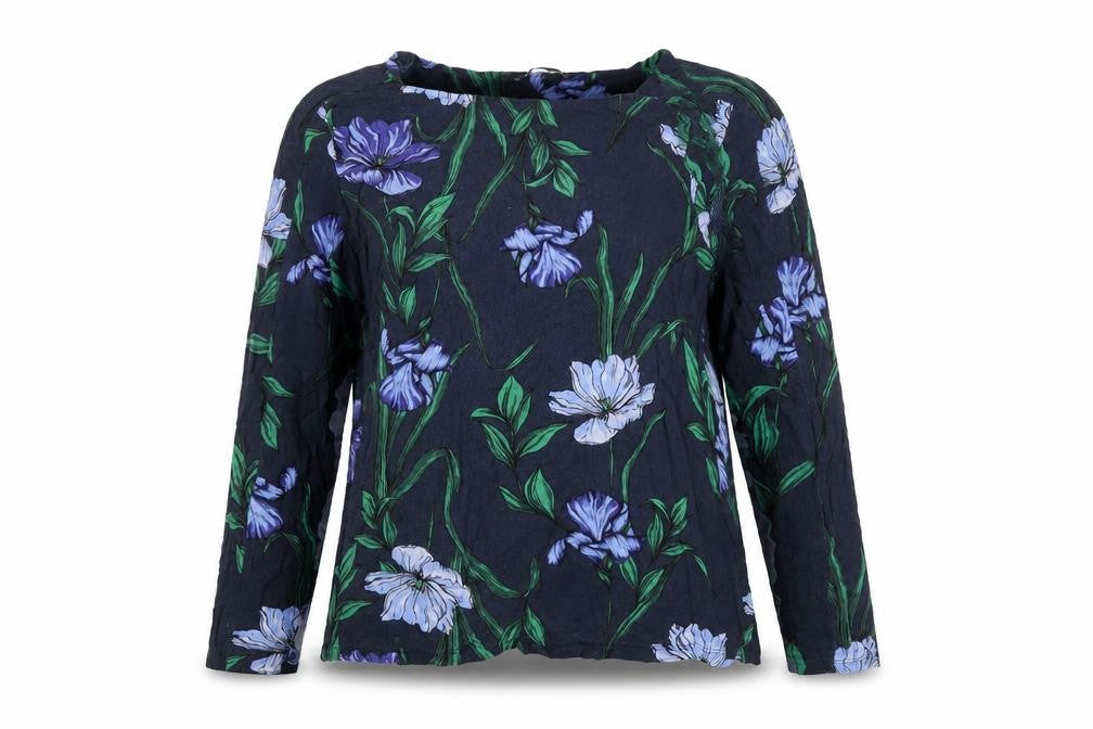 Marks and Spencer Women's Blue Floral Viscose Long Sleeve Tunic Blouse UK 14