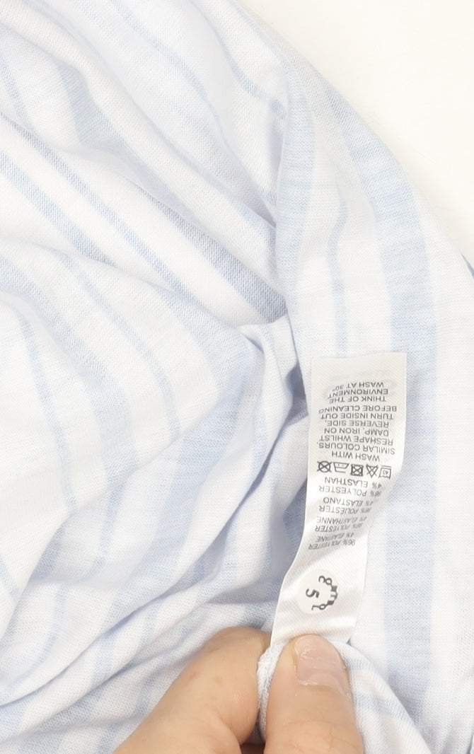 ASOS Women’s Blue Striped Midi A-Line Skirt Size 8 Polyester Elastane