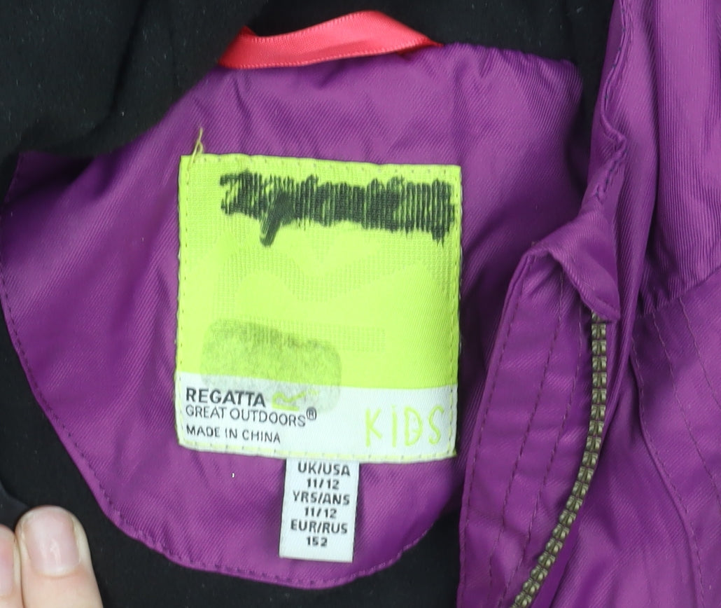 Regatta Girls Purple Parka Coat 11 Years Faux Fur Hooded Winter Jacket