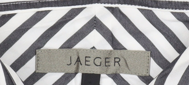 Jaeger Women’s Black White Striped Cotton Button-Up Shirt UK 18