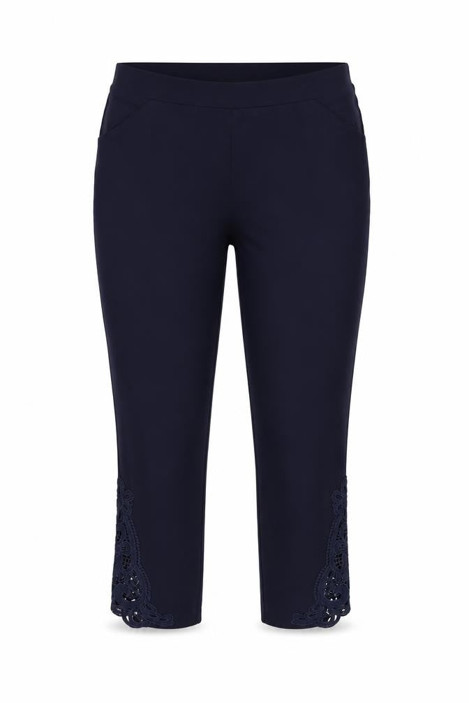 Emelia Classics Women’s Blue XL Slim Fit Leggings with Lace Accents