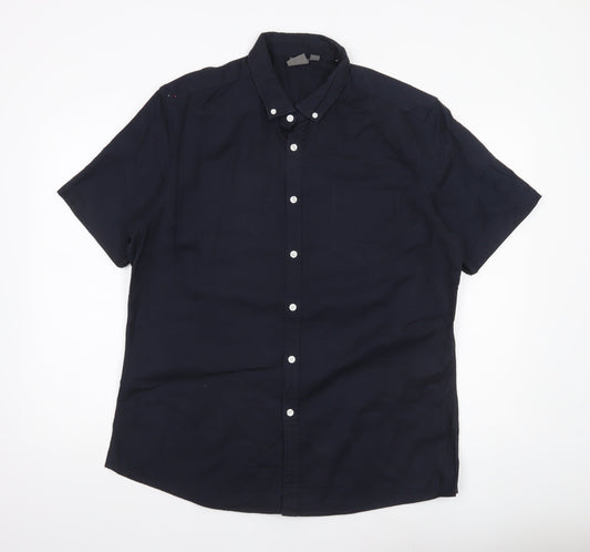 ASOS Men’s Blue XL 42-44" Button-Down Short Sleeve Casual Shirt