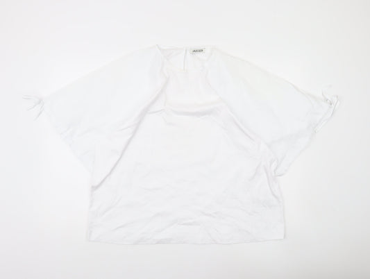 Jaeger Women White Size 18 Cotton Tunic Blouse Kimono Sleeve