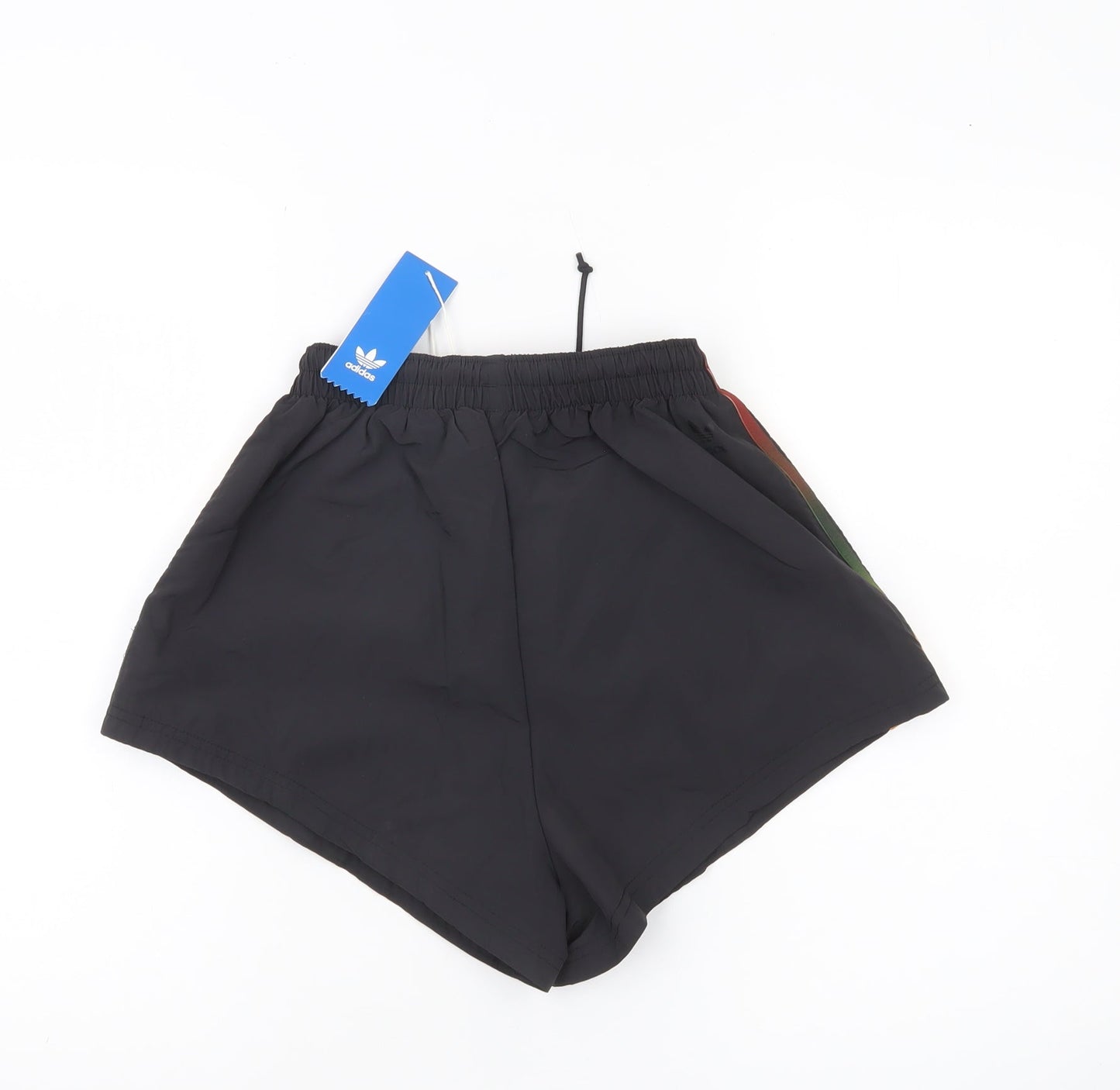 Adidas Womens Black 6 XS Shorts Rainbow Stripe Sportswear