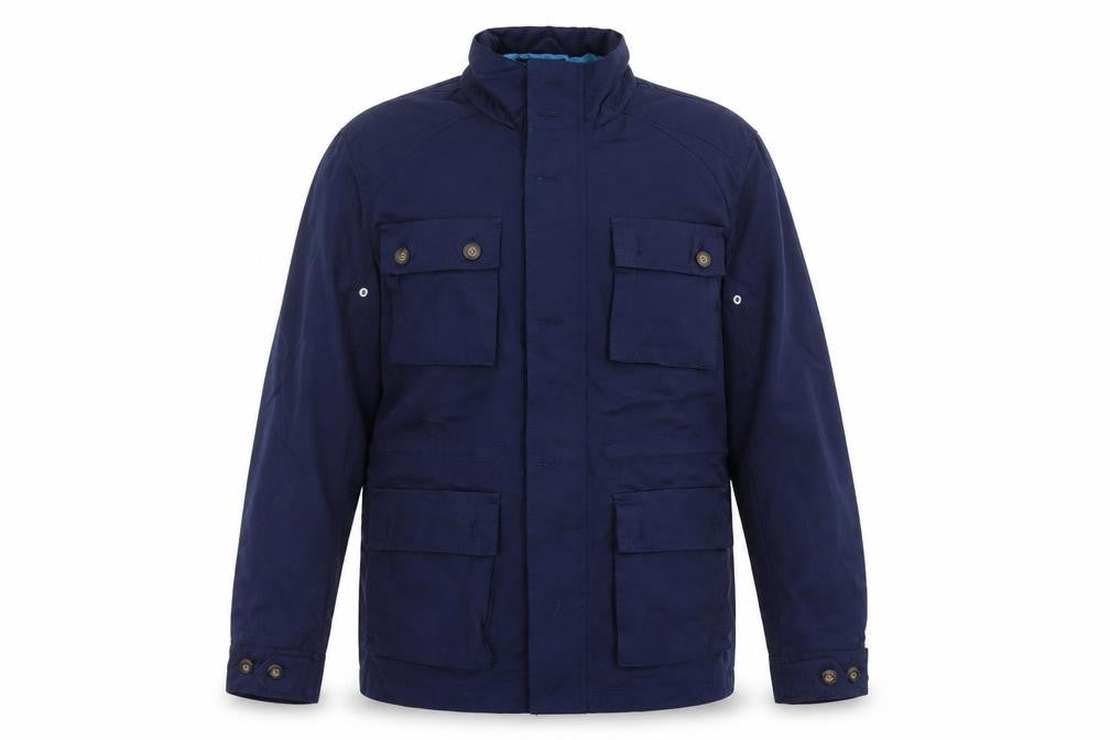 H&M Men’s Blue Military Jacket Size 38 Cotton Blend Mid-Length