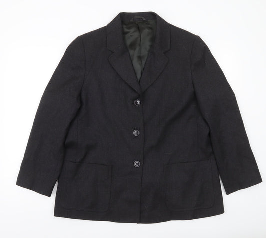Next Women’s Black Petite Wool Blend Blazer UK 16 Workwear