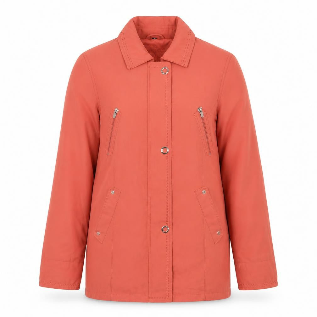 Eliza Gray Women’s Red Mid-Length Jacket Size 12 Casual Zip Button