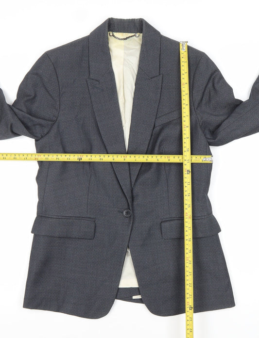 Jigsaw Womens Grey Wool Blend Pinstripe Blazer UK 10 Regular Fit