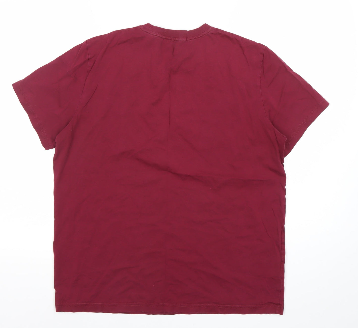 Fred Perry Mens Red Large Logo Short Sleeve Cotton T-Shirt