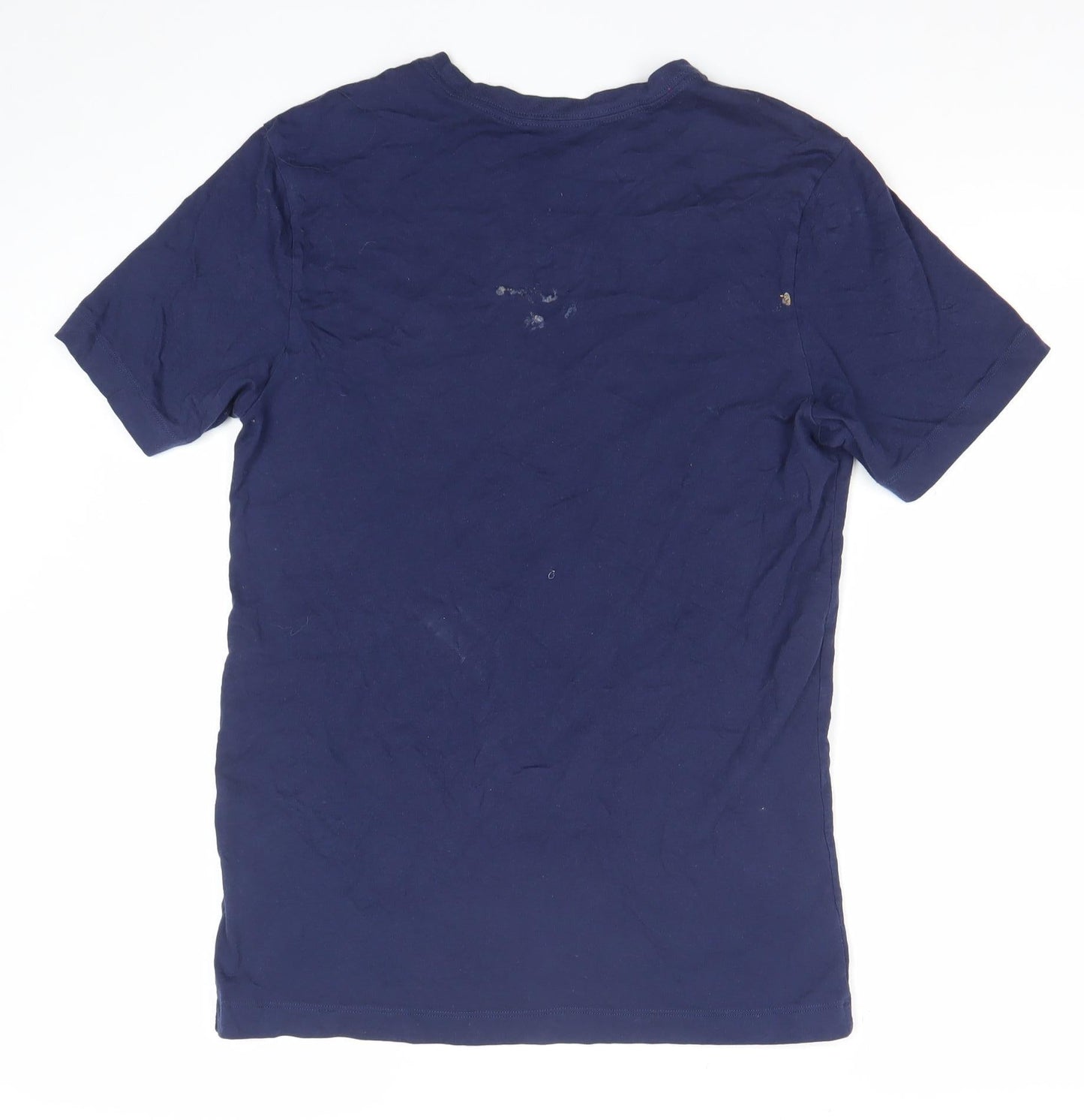 Nike Men's Blue Small Crew Neck Cotton Logo T-Shirt