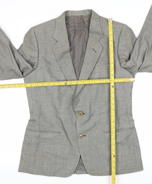 Lanvin Men Grey Wool Blazer Jacket Size 40 Regular Notch Lapel