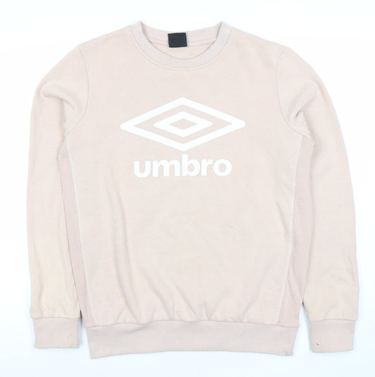 Umbro Womens Beige Pullover Logo Sweatshirt Size M Long Sleeve
