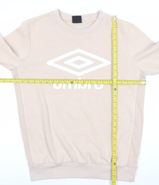 Umbro Womens Beige Pullover Logo Sweatshirt Size M Long Sleeve