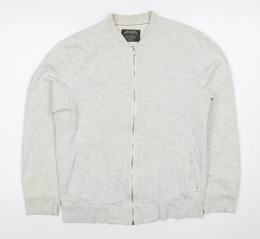 Burton Menswear London Men's Grey Full Zip Sweatshirt Small