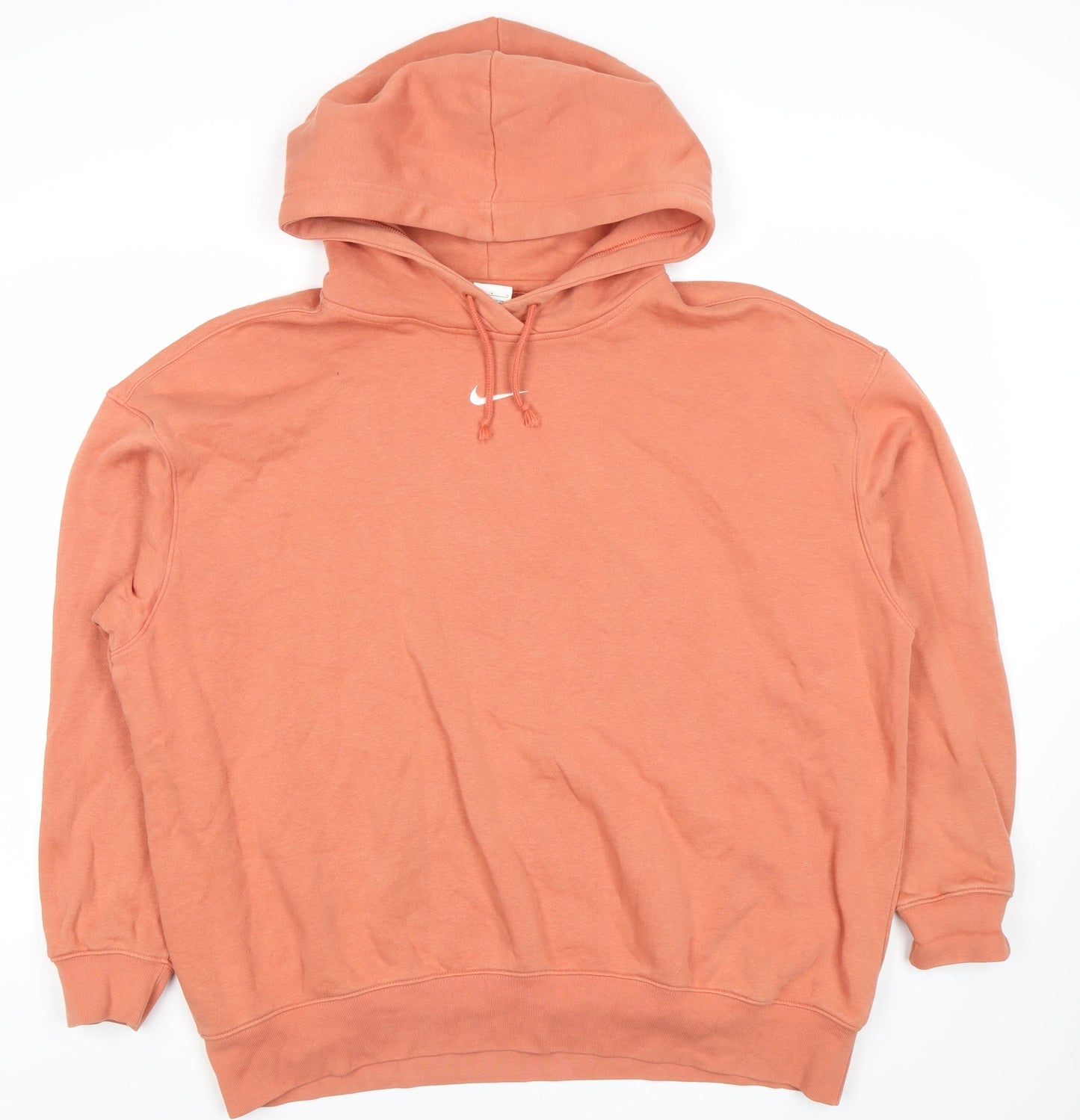 Nike Men’s Orange Pullover Hoodie Size L Regular Fit Logo