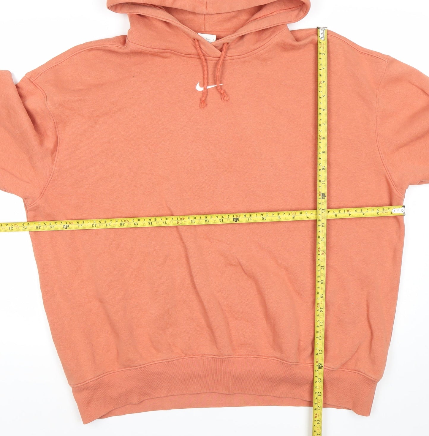 Nike Men’s Orange Pullover Hoodie Size L Regular Fit Logo