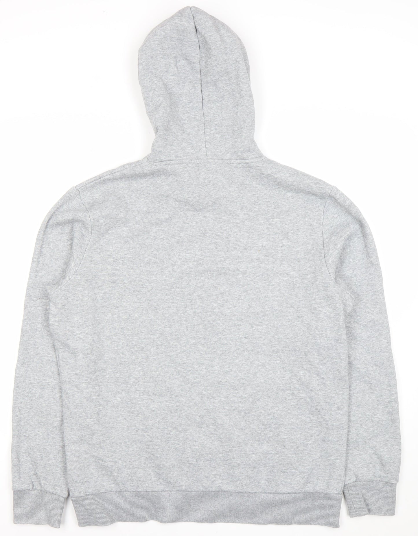 Jack & Jones Men's Grey Pullover Hoodie L Logo Print Cotton Blend