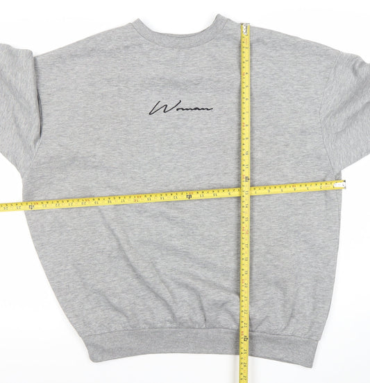 Boohoo Womens Grey Sweatshirt UK 8 Crew Neck Long Sleeve Logo