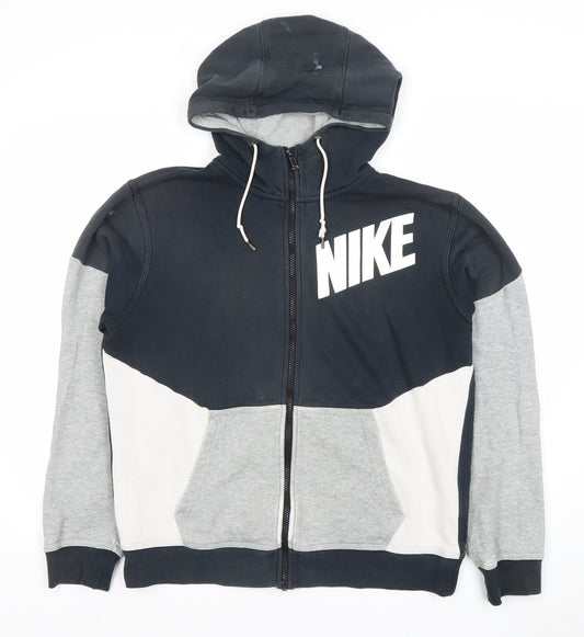 Nike Mens Hoodie M Black Grey White Full Zip Sportswear