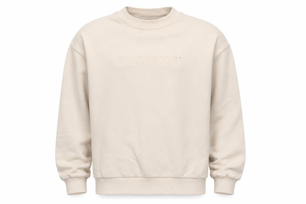 Collusion Men’s Beige Sweatshirt M Pullover Crew Neck Logo