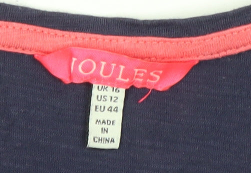 Joules Womens Blue Tank Top Size 16 Sleeveless Cotton Scoop Neck