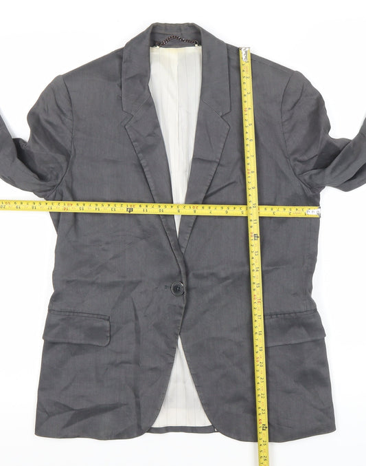 Jigsaw Women’s Grey Linen Blend Blazer UK 10 Regular Fit
