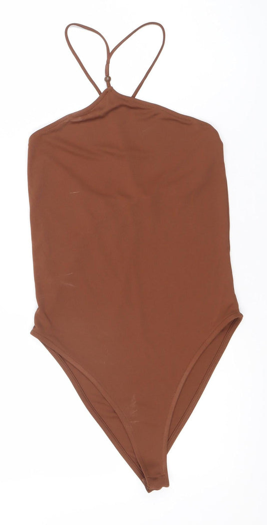 Zara Women Brown Bodysuit Size 10 Sleeveless Scoop Neck