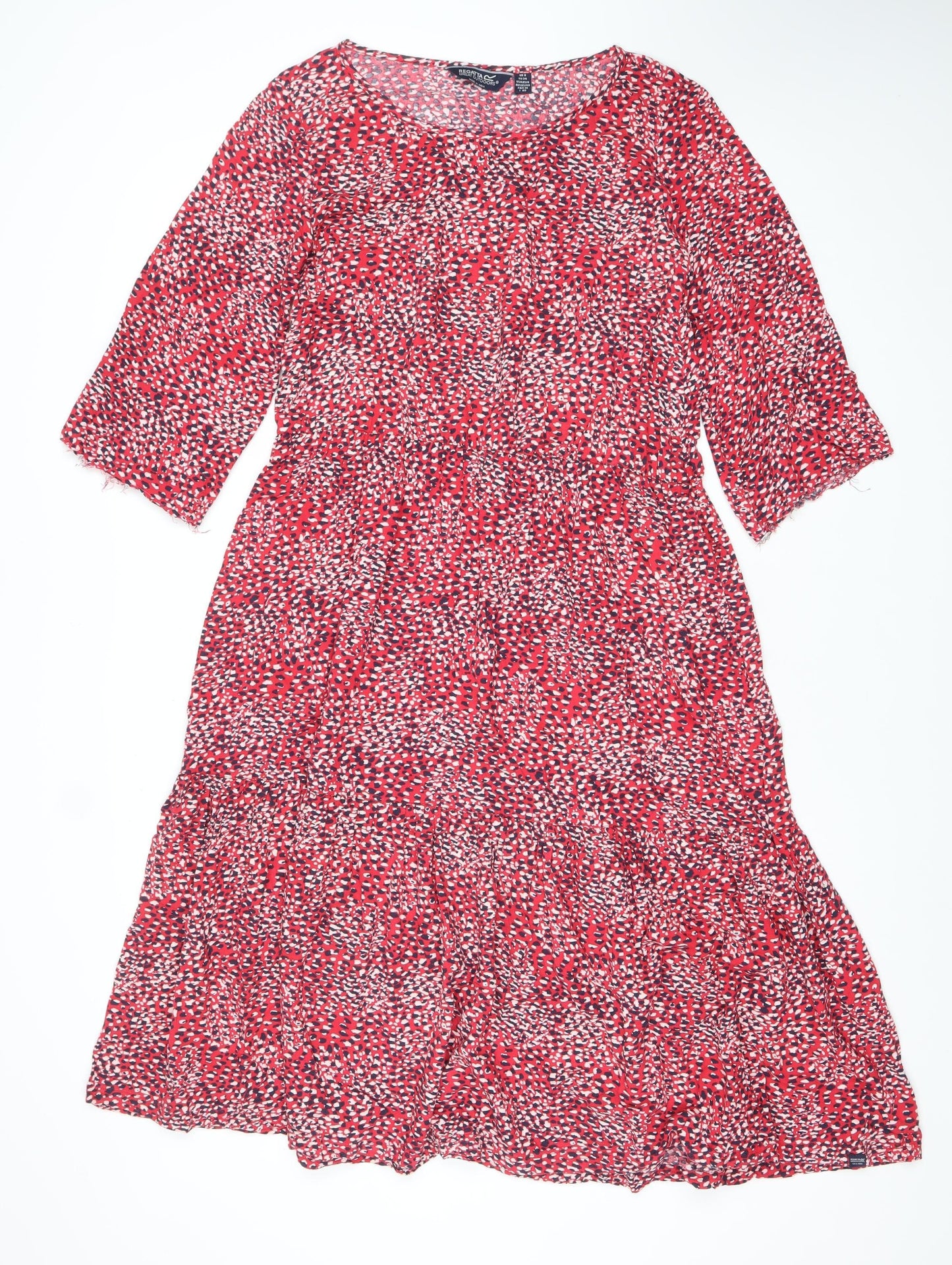 Regatta Womens Red Animal Print Midi Shift Dress Size 8