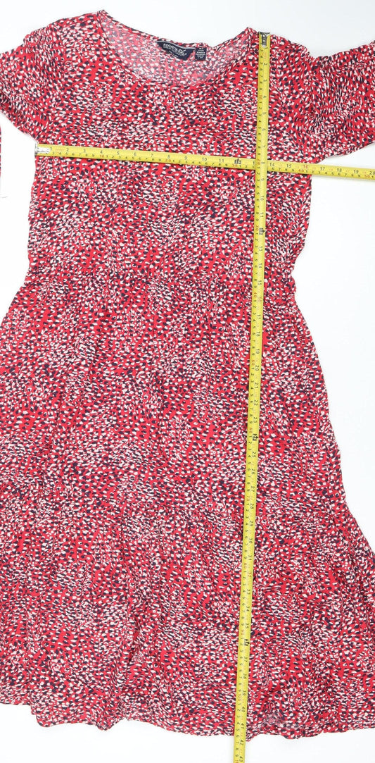 Regatta Womens Red Animal Print Midi Shift Dress Size 8