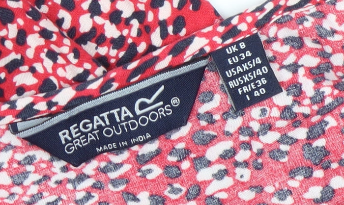 Regatta Womens Red Animal Print Midi Shift Dress Size 8