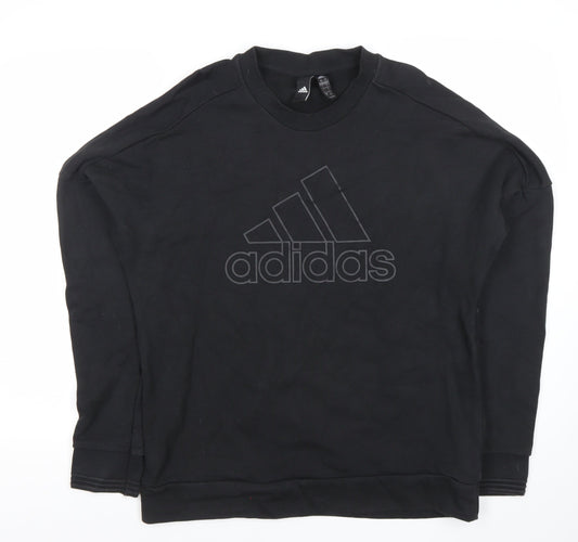 Adidas Mens Black 3XL Sweatshirt Pullover Crew Neck Logo Sport Top