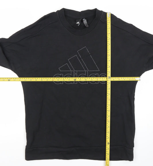 Adidas Mens Black 3XL Sweatshirt Pullover Crew Neck Logo Sport Top
