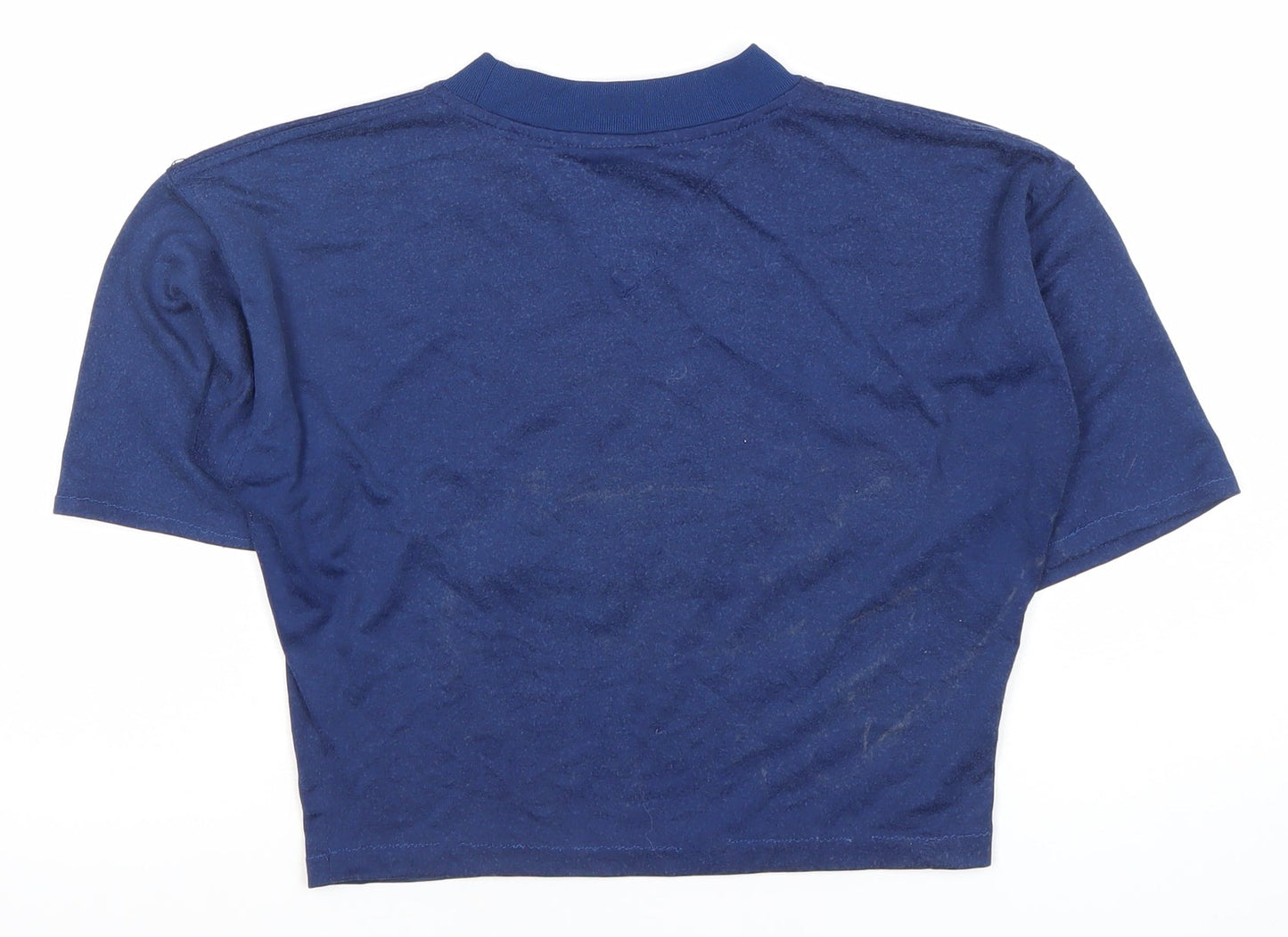 Diesel Womens Blue Cropped T-Shirt Size S Retro Logo