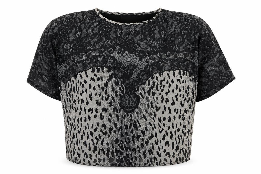 Simon Jeffery Womens Black Animal Print Chiffon Blouse Size 12