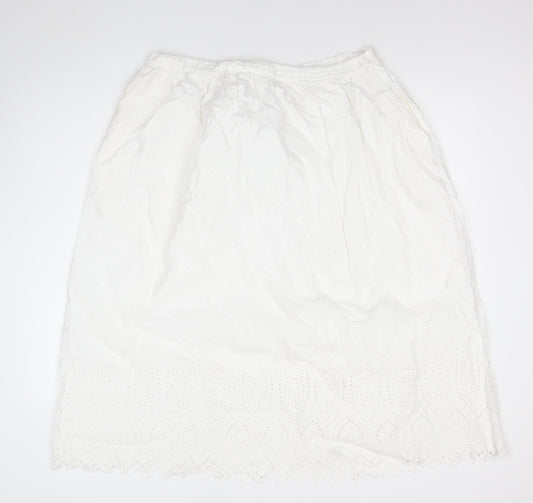 Finery Women’s White Lace Embroidered Midi A-Line Skirt Size M