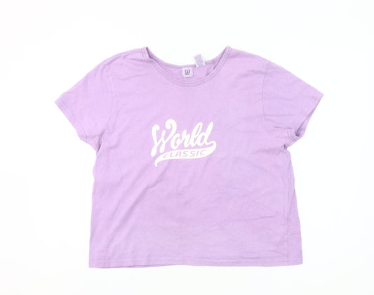 GAP Women’s Purple Cotton T-Shirt L Crew Neck Short Sleeve Casual